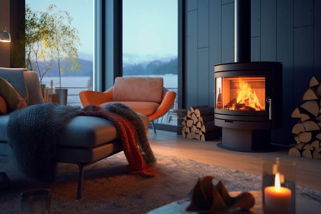 Poêle à bois moderne et design